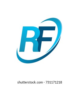 initial letter RF logotype company name colored blue swoosh design concept. vector logo for business and company identity.