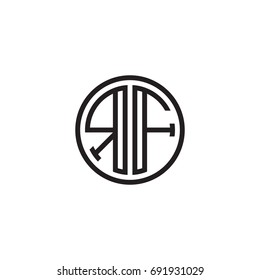 Initial letter RF, minimalist line art monogram circle logo, black color