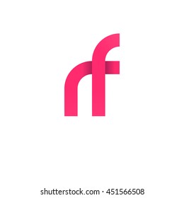 initial letter rf modern linked circle round lowercase logo pink