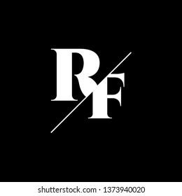Initial Letter RF Monogram Sliced. Logo template isolated on black background