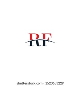 Initial letter RF, overlapping movement swoosh horizon logo company design inspiration in red and dark blue color vector