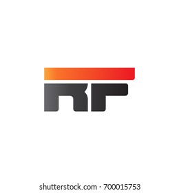 Initial letter RF, straight linked line bold logo, gradient fire red black colors