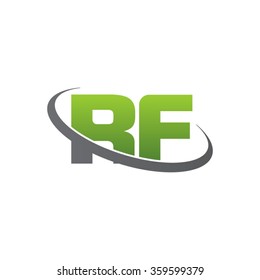 initial letter RF swoosh ring company logo green gray