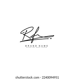 Initial Letter RF Vector Logo Template in handwritten Signature Style