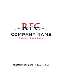 Initial letter RFC, overlapping movement swoosh horizon logo company design inspiration in red and dark blue color vector