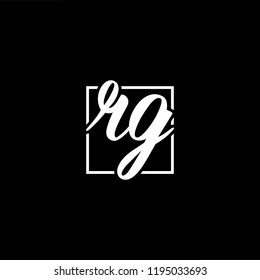 Initial letter RG GR minimalist art monogram shape logo, white color on black background
