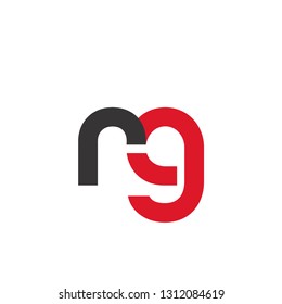 Initial Letter RG Linked Circle Lowercase Logo Black Red Icon Design Template Element - Vector