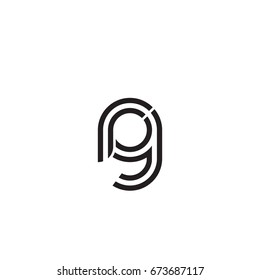 Initial letter rg, linked outline rounded lowercase, monogram black