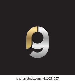 letra inicial rg enlace redondo logotipo en minúsculas dorado fondo negro plata negro
