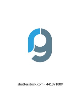 initial letter rg linked round lowercase logo blue
