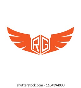 Initial Letter RG Logo Design with Wings