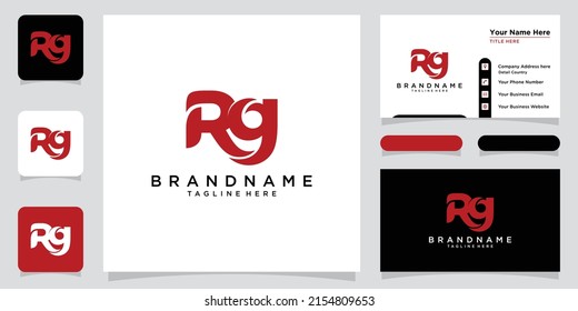 Initial Letter RG logo design vector with business card design