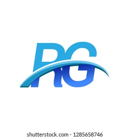 initial letter RG logotype company name colored blue and swoosh design. vector logo for business and company identity.