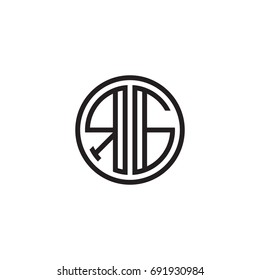 Initial letter RG, minimalist line art monogram circle logo, black color