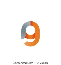 initial letter rg modern linked circle round lowercase logo orange gray