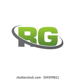 initial letter RG swoosh ring company logo green gray