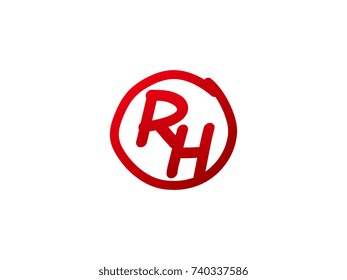 The initial letter RH handwritten logo