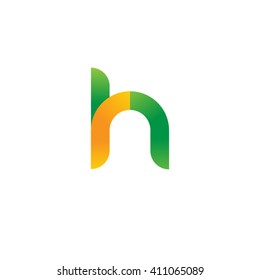 initial letter rh linked round lowercase logo orange green