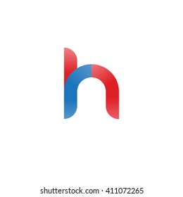 initial letter rh linked round lowercase logo blue red