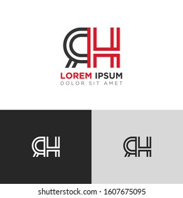 Initial Letter RH linked uppercase overlap modern logo design template. Suitable for business, consulting group company