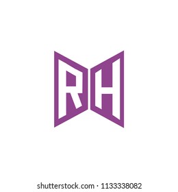 Initial Letter RH Logo Design, Hexagonal Shape in Purple Colored