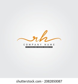 Logo de la carta inicial RH - Logo de la firma manuscrita