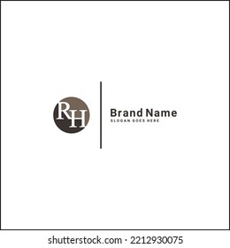 Logotipo de letra inicial RH - Logotipo mínimo de monograma para los alfabetos R y H