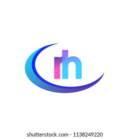 initial letter RH logotype company name, coloreful and swoosh design. vector logo for business and company identity.