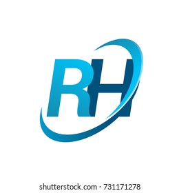 initial letter RH logotype company name colored blue swoosh design concept. vector logo for business and company identity.