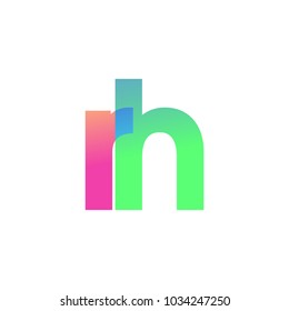 Initial Letter RH Lowercase Logo green, pink and Blue, Modern and Simple Logo Design.