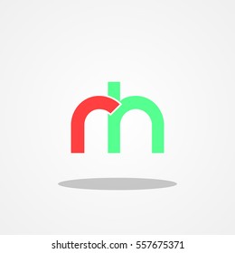 Initial letter RH lowercase logo design template red tosca