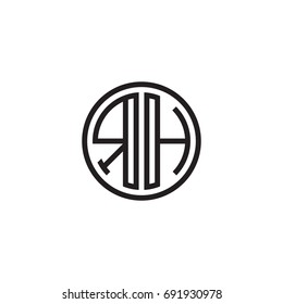 Initial letter RH, minimalist line art monogram circle logo, black color