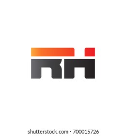 Initial letter RH, straight linked line bold logo, gradient fire red black colors