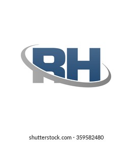 initial letter RH swoosh ring company logo blue gray