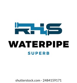 Letra inicial RHS Water Pipe Service Icon Logo Design Plantilla