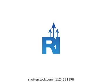 Initial Letter RI Arrow Chart Finance Business