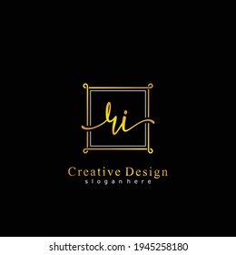 Initial letter RI calligraphy handwritten logo. Handwritten alphabet in the logo template. Letters and Alphabet for your logo design.
