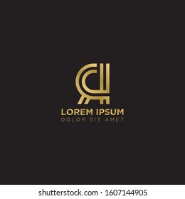 Initial Letter RI linked uppercase overlap modern gold logo vector design template. Suitable for business, consulting group company.