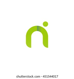 initial letter ri modern linked circle round lowercase logo green