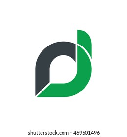 Initial Letter RI RJ DI DJ Linked Circle Lowercase Logo Black Green