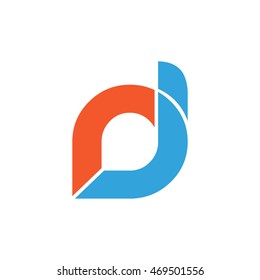 Initial Letter RI RJ DI DJ Linked Circle Lowercase Logo Orange Blue