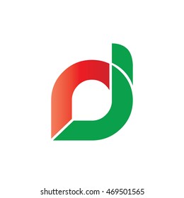 Initial Letter RI RJ DI DJ Linked Circle Lowercase Logo Red Green
