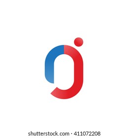 initial letter rj linked round lowercase logo blue red