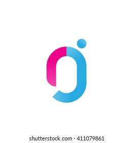 initial letter rj linked round lowercase logo pink blue