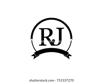 initial letter RJ logo monogram retro black