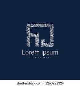 Initial Letter RJ Logo Template Vector Design. Silver letter logo