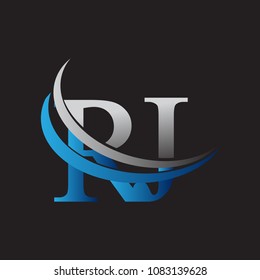 initial letter RJ logotype company name colored blue and grey swoosh design. vector logo for business and company identity.