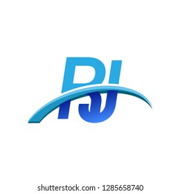 initial letter RJ logotype company name colored blue and swoosh design. vector logo for business and company identity.