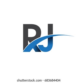initial letter RJ logotype company name colored blue and grey swoosh design. vector logo for business and company identity.

