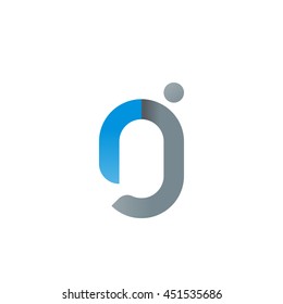 initial letter rj modern linked circle round lowercase logo blue gray